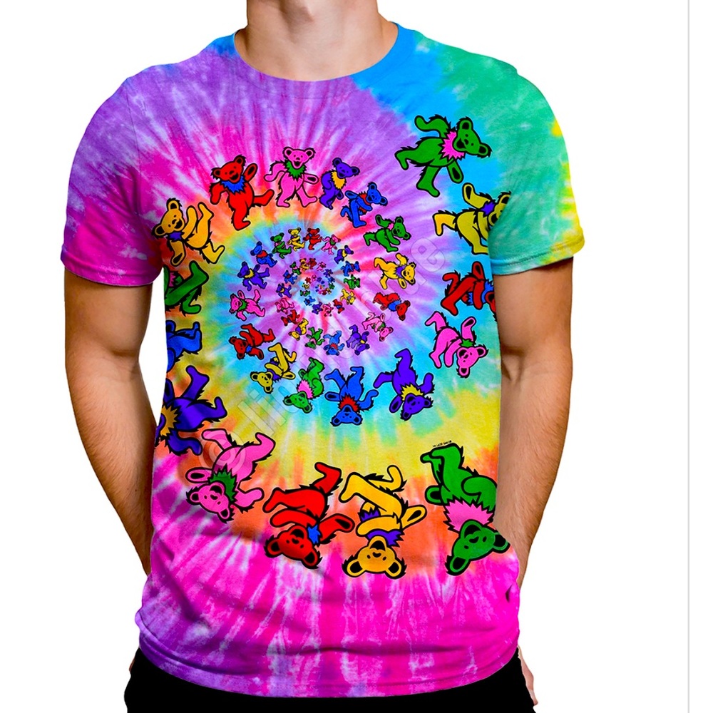 VTG Y2k Liquid Blue Grateful Dead 1995 Dancing Bears Spiral T-Shirt Mens L
